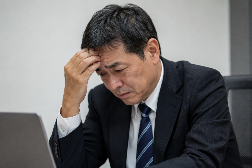 退職後の人生を悩んでいる50代の会社員